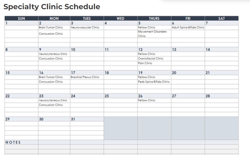 specialty clinic schedule638247240630808512